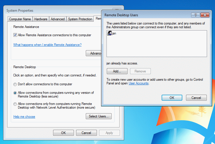 how to reinstall remote desktop client windows 7